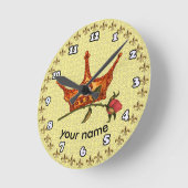 Horloge Ronde Couronne rose (Angle)