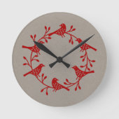 Horloge Ronde Couronne scandinave d'oiseaux (Recto)