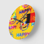 Horloge Ronde Coussin GLITCHÉ HEUREUX (Angle)