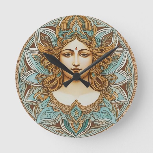 Horloge Ronde Coussin pour femmes Mandala (Recto)
