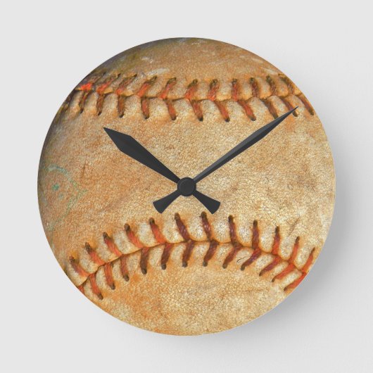 Horloge Ronde Couture rouge vintage de baseball blanc (Recto)