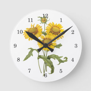 Horloge Ronde Couverture Fleur de Blanket Tournesol Floral Vinta