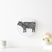 Horloge Ronde Cow Butcher Chart (Maison)