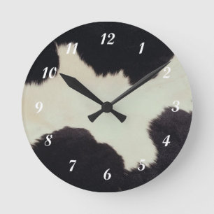 Horloge Ronde Cow Hide