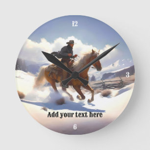 Horloge Ronde Cowboy à cheval sur un Palomino