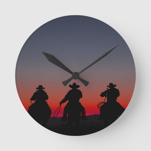 Horloge Ronde cowboy au coucher du soleil (Recto)