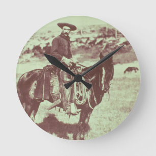 Horloge Ronde Cowboy du Montana, c.1880 (photo de b/w)