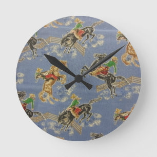 Horloge Ronde Cowgirl Bronc Rider
