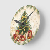 Horloge Ronde Cozy Merry Christmas – Festive Tree (Angle)
