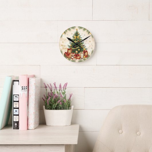 Horloge Ronde Cozy Merry Christmas – Festive Tree (Salle de lecture)