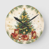 Horloge Ronde Cozy Merry Christmas – Festive Tree (Recto)