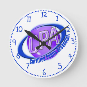 HORLOGE RONDE CPA ORB SWOOSH LOGO COMPTABLE PUBLIC CERTIFIÉ