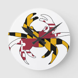Horloge Ronde Crabe de drapeau du Maryland