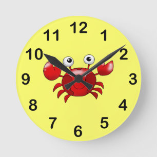 Horloge Ronde Crabe rouge mignon