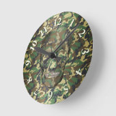 Horloge Ronde Crâne Camo Woodland 3D (Angle)