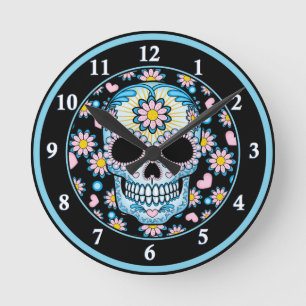 Horloge Ronde Crâne coloré de sucre