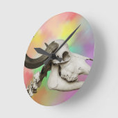 Horloge Ronde Crâne de buffle sur un Arrière - plan d'aquarelle (Angle)