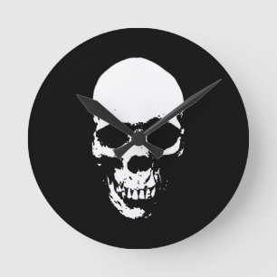 Horloge Ronde Crâne de la faucheuse blanche