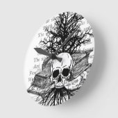 Horloge Ronde Crâne et livres (Angle)