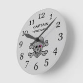 Horloge Ronde Crâne et os croisés personnalisés (Angle)