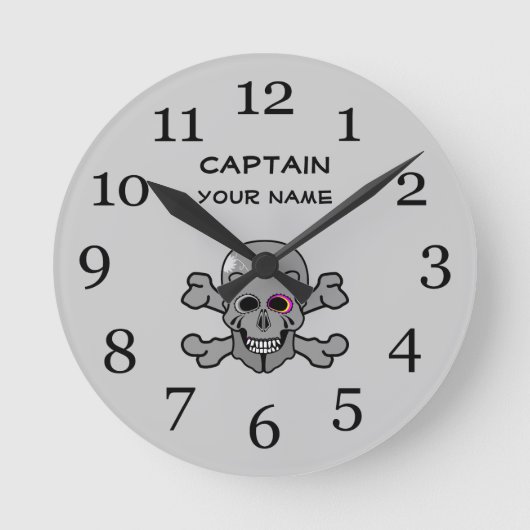 Horloge Ronde Crâne et os croisés personnalisés (Recto)