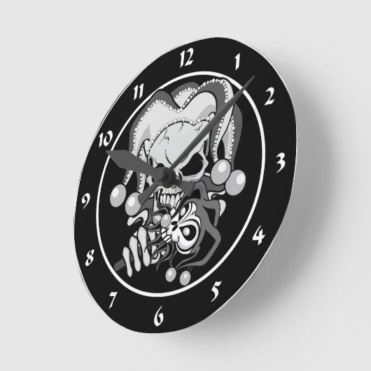 Horloge Ronde Crâne Evil Jester (Angle)