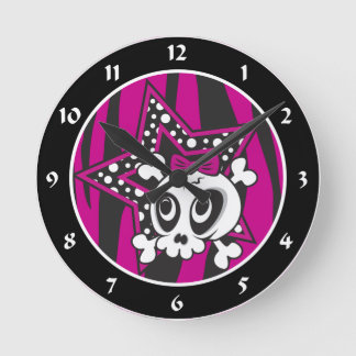 Horloge Ronde Crâne Girlie Emo