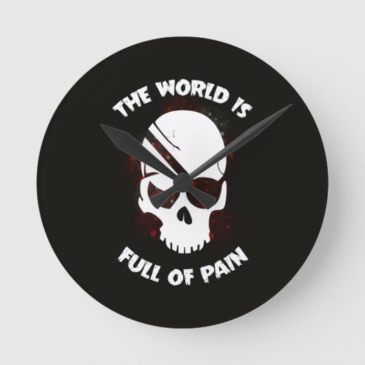 Horloge Ronde Crâne Halloween noir foncé (Recto)