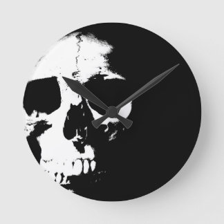 Horloge Ronde Crâne noir et blanc