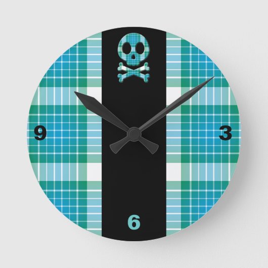 Horloge Ronde Crâne Plaid Océan (Recto)