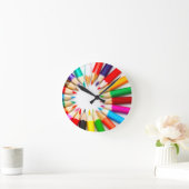Horloge Ronde Crayons de couleur (Maison)