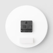 Horloge Ronde Crayons et rayures jaunes sur blanc (Verso)