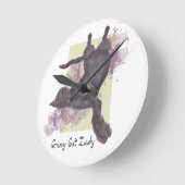 Horloge Ronde Crazy Chat Lady mignonne grunge noir chat cadenas (Angle)