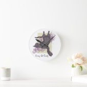 Horloge Ronde Crazy Chat Lady mignonne grunge noir chat cadenas (Maison)