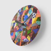 Horloge Ronde Crazy Quilt Patchwork Quilt Art géométrique Abstra (Angle)