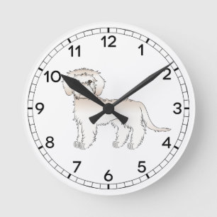 Horloge Ronde Cream Mini Goldendoodle Cute Cartoon
