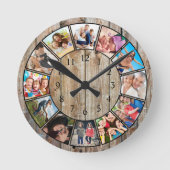Horloge Ronde Create Your Custom Photo Collage Rustic Farmhouse (Recto)