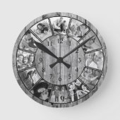 Horloge Ronde Create Your Custom Photo Collage Rustic Farmhouse (Recto)