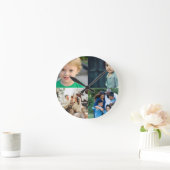 Horloge Ronde Create Your Own 4 Photo Collage (Maison)