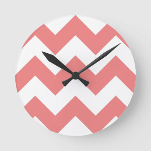 Horloge Ronde Create Your Own Big Light Coral Zigzag