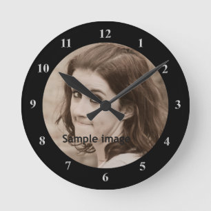 Horloge Ronde Create Your Own Black   Personnalized Photo