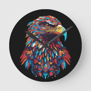 Horloge Ronde Création de T-Shirt Aigle Patriotique Psychedeliqu