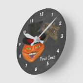 Horloge Ronde Creepy Pumpkin Face In Top Hat (Angle)