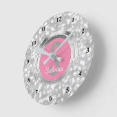 Horloge Ronde Créez votre propre nom de fille | Parties scintill (Angle)