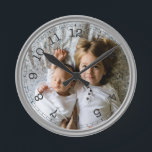 Horloge Ronde Créez votre propre photo personnalisée moderne<br><div class="desc">Decorative personalizable modern minimum clock design with your custom photo,  image or logo.</div>