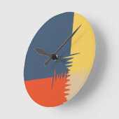 Horloge Ronde Crème bleu rouge jaune (Angle)
