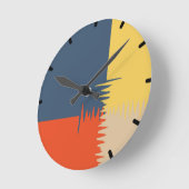 Horloge Ronde Crème bleu rouge jaune (Angle)