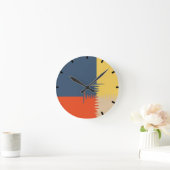 Horloge Ronde Crème bleu rouge jaune (Maison)