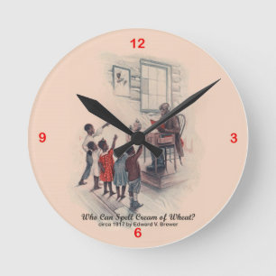 Horloge Ronde Crème de l'horloge #1 d'art de publicité de blé