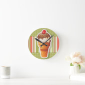 Horloge Ronde Crème glacée au chocolat vintage (Maison)